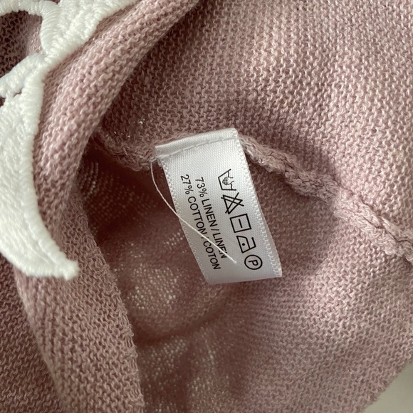 Lisa Todd Crochet Linen cotton blend long sleeves Lavander/pink - Picture 6 of 6